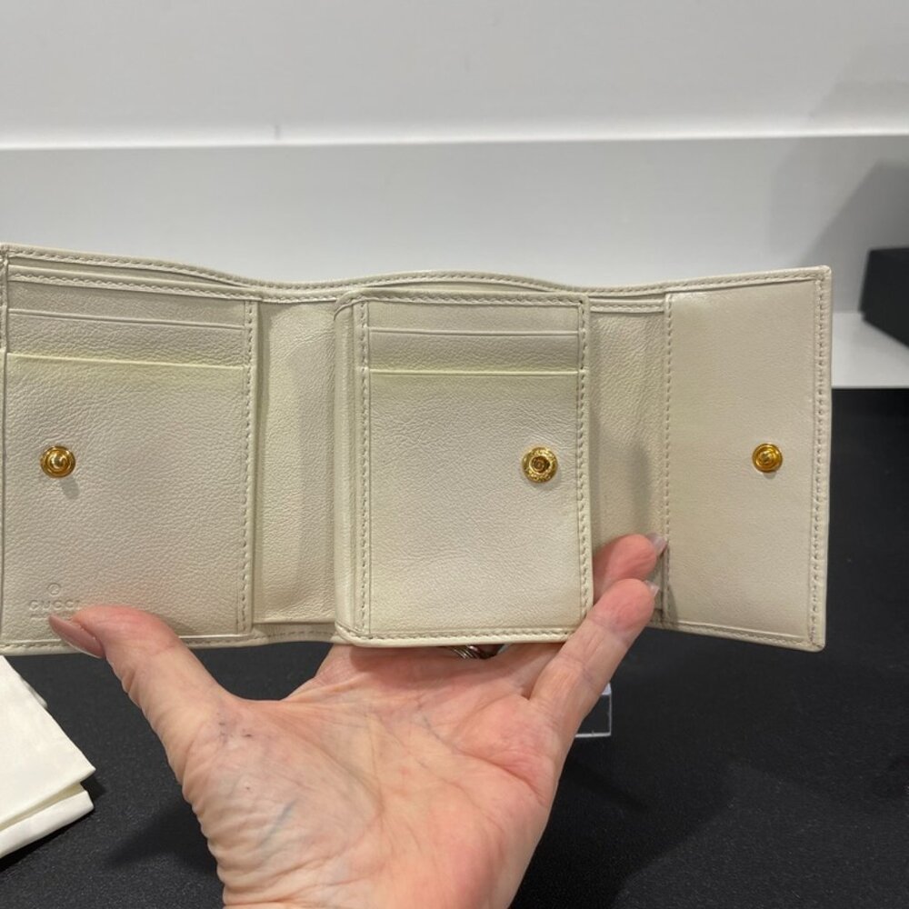 Gucci Rajah White Leather Gold Crystal Tiger Head Wallet (RY2222) - Picture 8 of 14